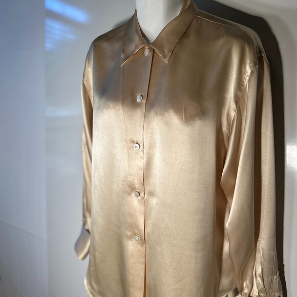 Ralph Lauren  SZ M Cream Silk Blouse Career Capsule Heritage Old $ Quiet Luxury - Picture 3 of 10